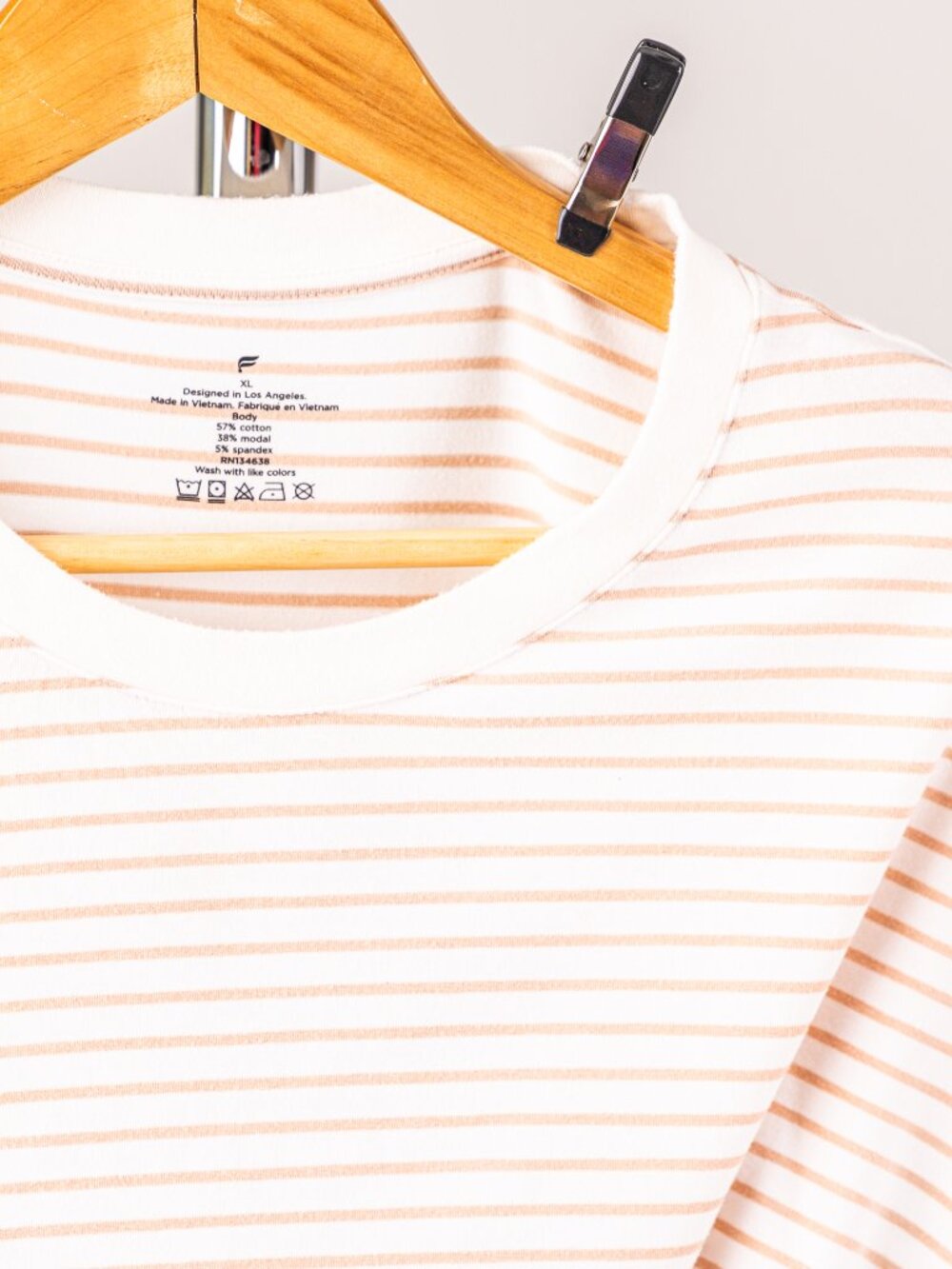 Fabletics The 24-7 Tee XL Khaki Shoreline Stripe
